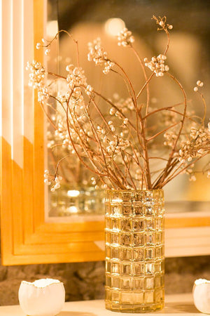 Mercury Glass Vase Gold 10in