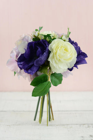 Pink & Purple Silk Hydrangea Ranunculus, Anemone Bouquet