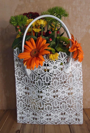 stiffened white lace tote 17