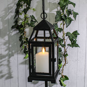Richland Black Contemporary Metal Lantern with Clear Glasses - Small - thumbnail number 3