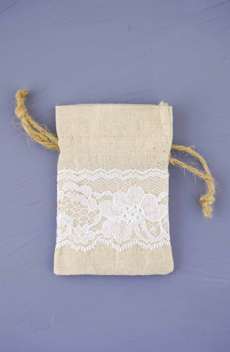 12 Linen & Lace 3x4 Favor Bags - thumbnail number 1