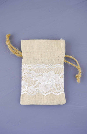12 Linen & Lace 3x4 Favor Bags