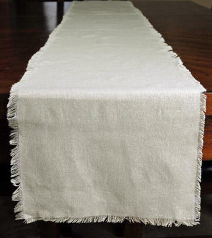 fringed edge linen table runner 12 5in x 120in