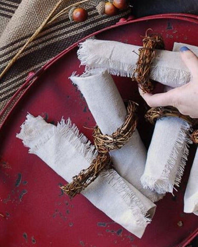 12 Linen Napkins with Fringe Edge 20in - thumbnail number 4