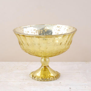 mercury glass compote gold 7x5 25in