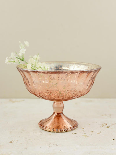 Mercury Glass Compote Rose Gold 7" x 5.25"