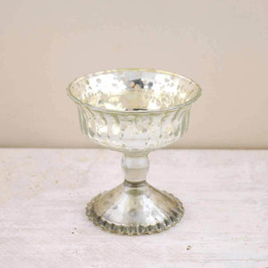 silver mercury glass compote 4 75in