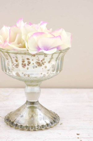 Silver Mercury Glass Compote 4.75in