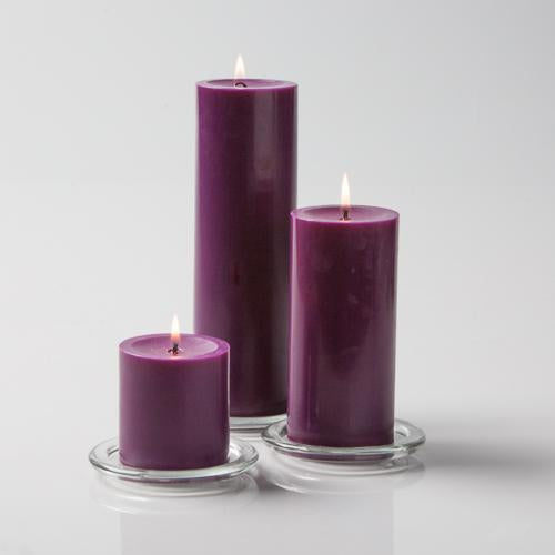 Richland Pillar Candles 3"x3", 3"x6" & 3"x9" Purple Set of 18