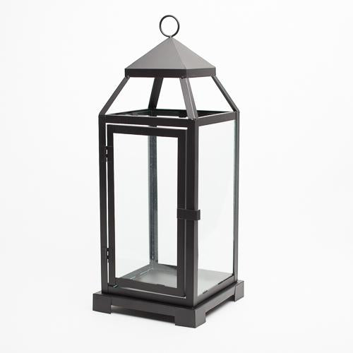 richland black contemporary metal lantern with clear glasses large - thumbnail number 1