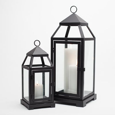 richland black contemporary metal lantern with clear glasses large - thumbnail number 7
