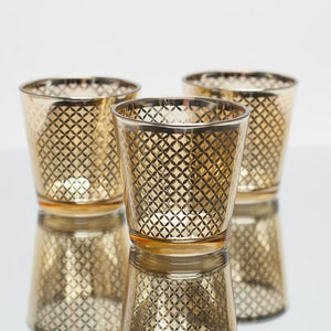 Richland Gold Lattice Glass Holder - Medium Set of 6