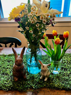 Faux Moss Leaf and Twig Mat 16x36