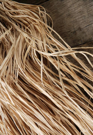 natural raffia bundle trimmed
