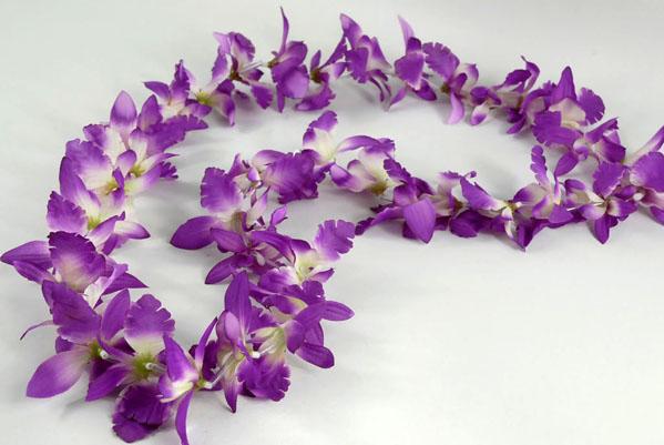 12 Purple Orchid Flower Leis - thumbnail number 2
