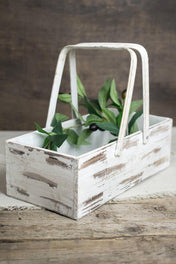 wood planter box basket with handles 6x12in - thumbnail number 1