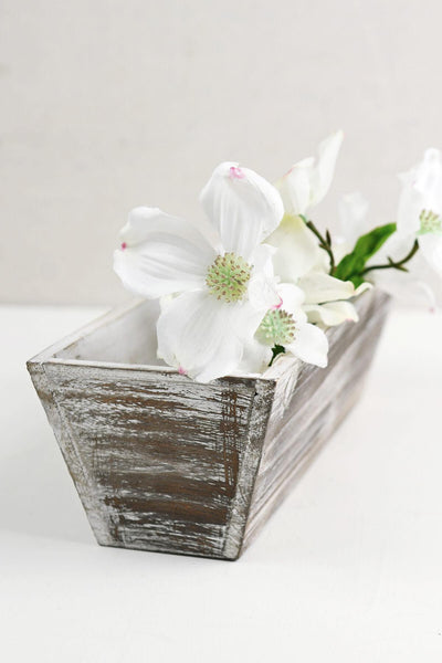 Whitewashed Tapered 4x12 Wood Planter Box