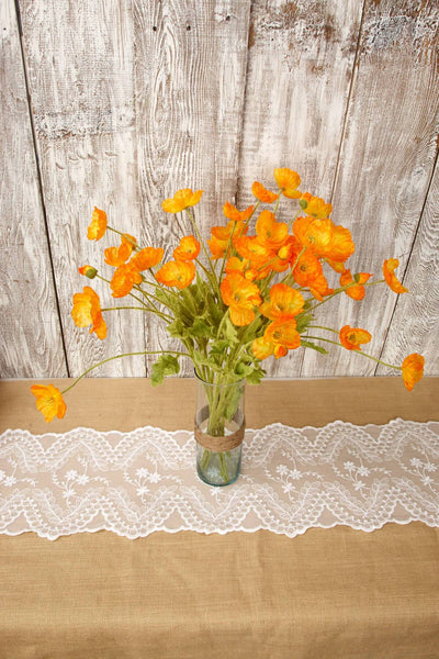 12 Orange Poppy Flowers Silk Flowers - thumbnail number 5