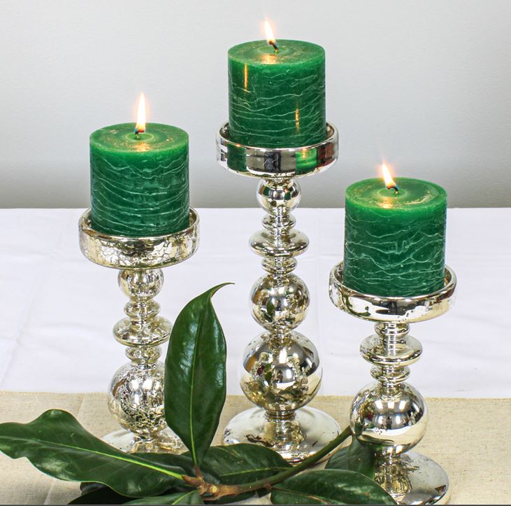 Richland Rustic Pillar Candle 3"x 3" Dark Green Set of 48