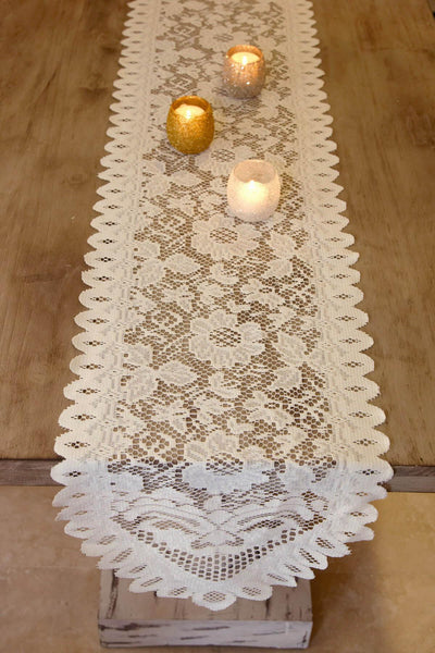 lace table runners ivory 13 x 120in - thumbnail number 2