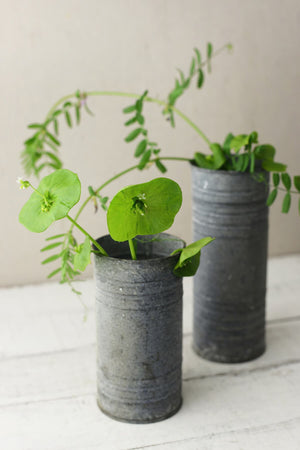 Zinc Cylinder Vase & Pillar Candle Holder 6"