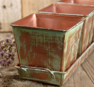 verdigris copper herb planters tray 12in