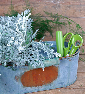 Weathered Metal Caddy Gray