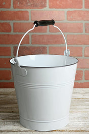 White Enamel 10" Bucket with Swivel Handle - thumbnail number 3