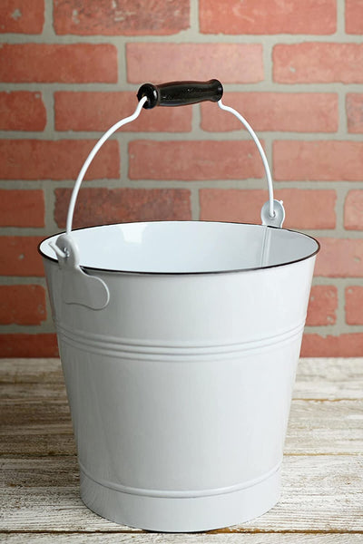 White Enamel 10" Bucket with Swivel Handle - thumbnail number 3