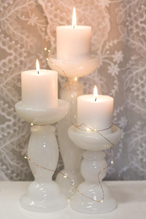 Richland White Glass Pillar Candle Holder 11.5"