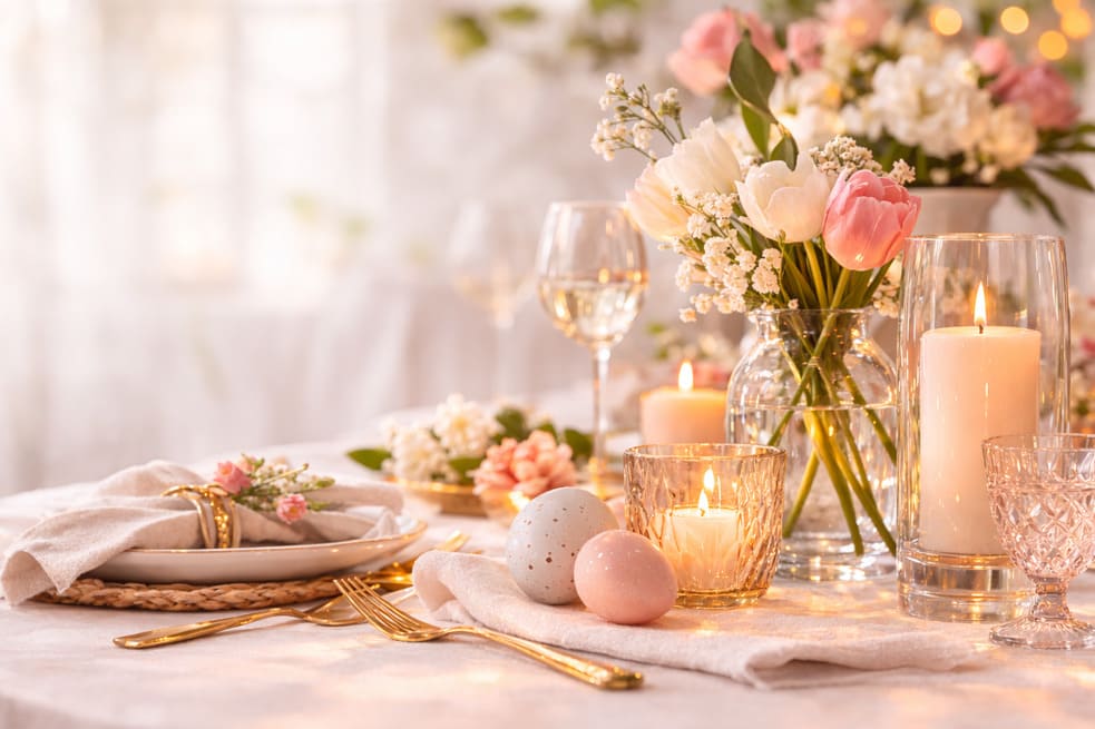 Easter Brunch Styling Ideas with Candles and Glassware