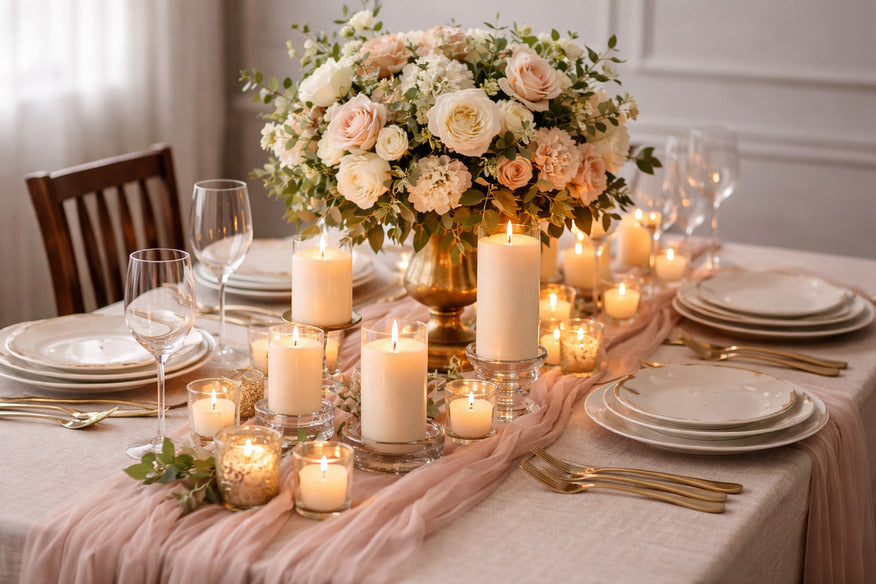 How to Layer Table Décor Using Candles, Runners, and Centerpieces
