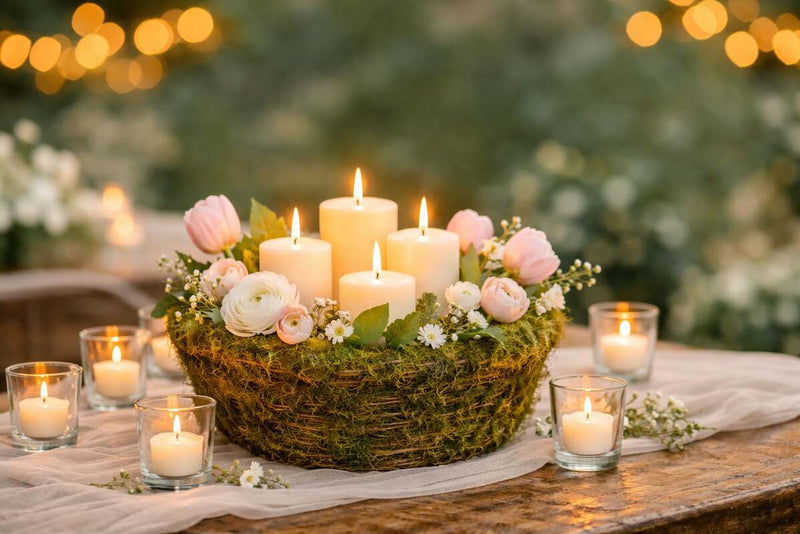 Moss-Inspired Candle Centerpieces decors