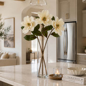 34" Deluxe Silk Magnolia Spray bouquet in a glass vase on a kitchen counter - thumbnail number 7