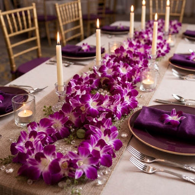 Purple Orchid Flower Leis Set of 12 - thumbnail number 2