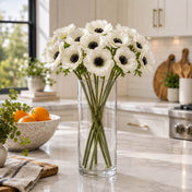 15" White Anemone Flower bouquet in a glass vase on a kitchen counter - thumbnail number 6
