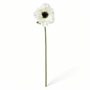 Single 15" White Anemone Flower stem with a dark center against a plain white background - thumbnail number 1