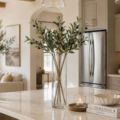 A tall glass vase of 31.5" olive branches on a kitchen counter - thumbnail number 7