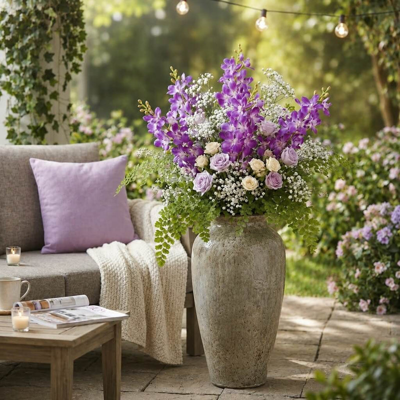 Silk Vanda Orchid Spray Lavender 28" - thumbnail number 7
