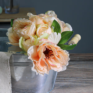 Peony Silk Bouquet in Peach 10" Tall