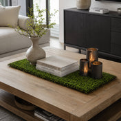 Faux moss leaf and twig mat styled on a coffee table with books and candles - thumbnail number 7