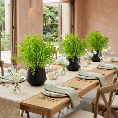 18" artificial maidenhair fern bush in a black pot as a dining table centerpiece - thumbnail number 5