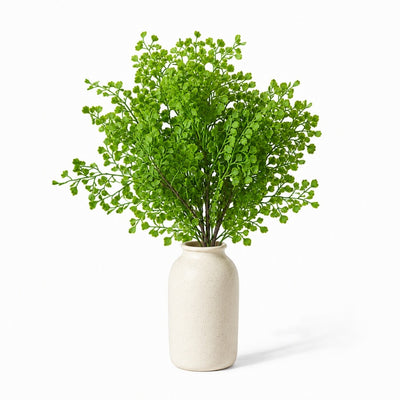 18" artificial maidenhair fern bush in a cream ceramic vase on a white background - thumbnail number 2