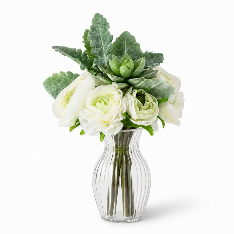 Petite Succulent and Ranunculus Flower Bouquet 9" - thumbnail number 2