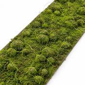 A close-up view of a flocked faux moss table runner on a white background - thumbnail number 1