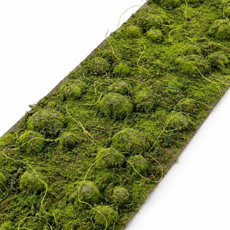 A close-up view of a flocked faux moss table runner on a white background - thumbnail number 1