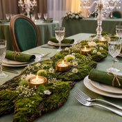 Foam moss tree bark with candles and white flowers as a table centerpiece - thumbnail number 2