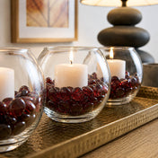 Glass bowl vases with candles and ruby red vase gems - thumbnail number 5
