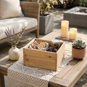 Handmade wooden berry box filled with snacks on an outdoor table - thumbnail number 7