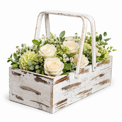 Whitewashed Wood Planter Box Basket with Handles 6x12 - thumbnail number 2
